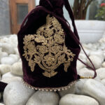 Maroon Dori Embroidery Potli with Beads